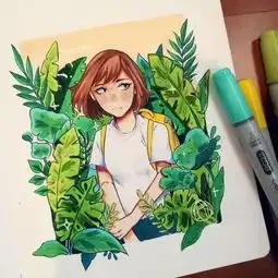 马克笔动漫小插画很仙气的味道色彩多少各有味道