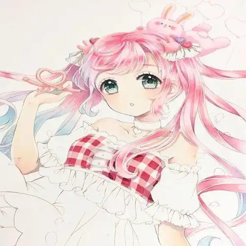 炒鸡可爱仙气的动漫人物女生马克笔插画线稿