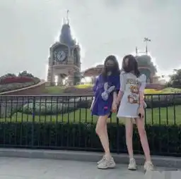 李嫣与闺蜜暑假游迪士尼,晒出王菲同款大长腿
