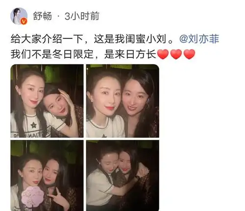 舒畅晒与刘亦菲合影,两大美女再次相聚,20年的闺蜜情,令人羡慕