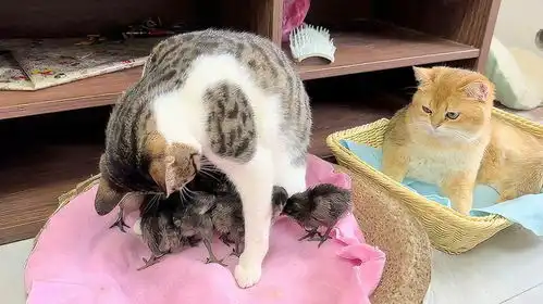 小猫是小鸡的合格妈妈,抱紧小鸡睡觉的很温馨搞笑可爱的动物