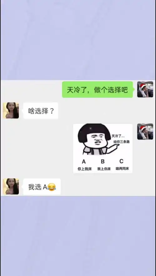 天冷了,做个选择吧沙雕操作表情包小可爱已上线聊天记录