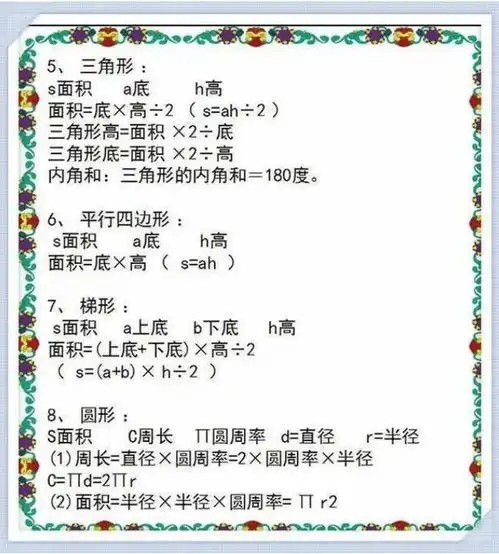 小学16年级数学知识表,都是重难点的公式表,开学必备