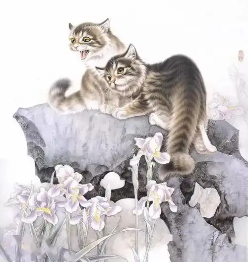 欣赏一组徐新奇的工笔画猫妙趣横生